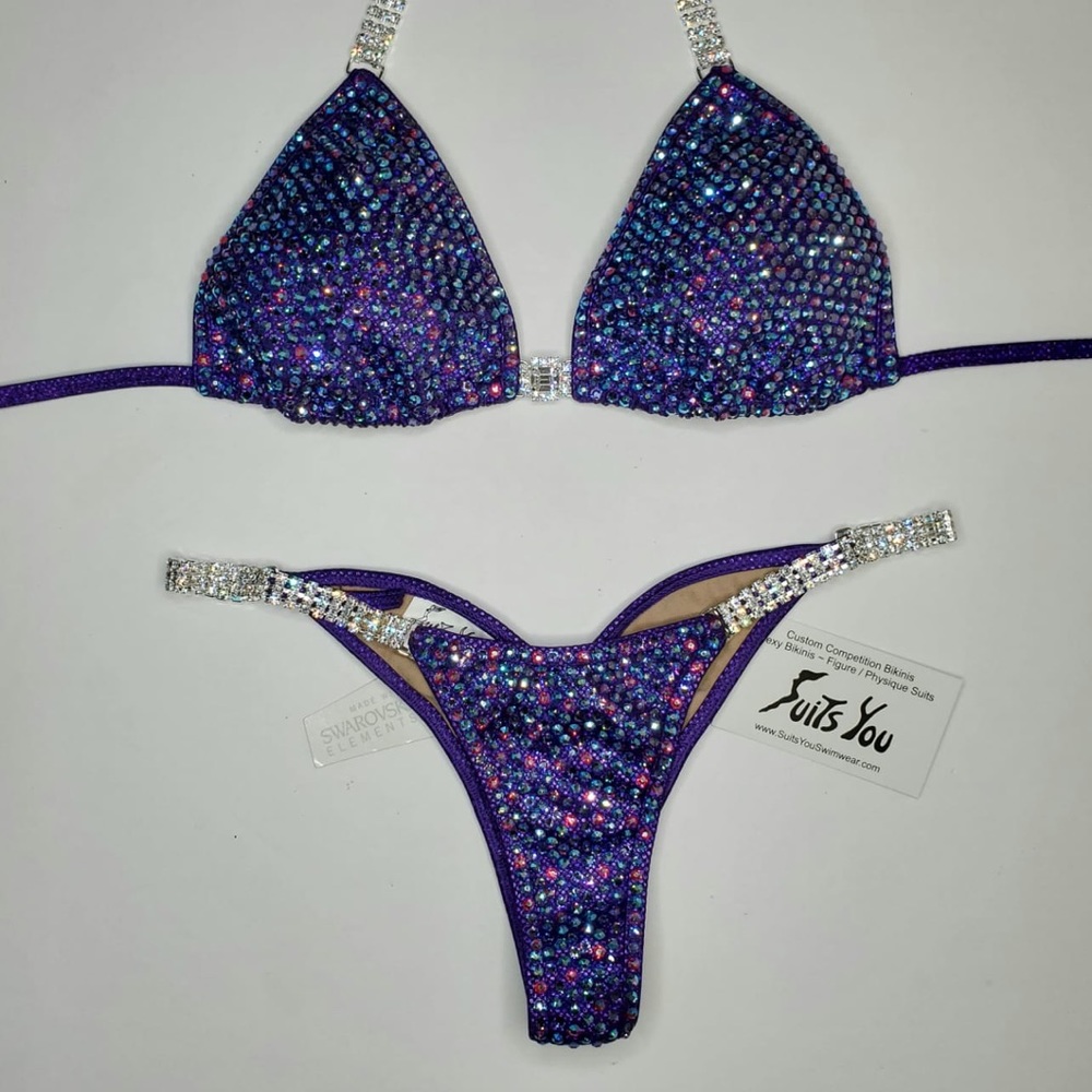 Npc Bikini Competition Swarovski crystals purple